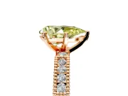 Solitaire Engagement Ring Setting for Fancy Yellow Pear-Shaped Center with Milgrain-Edged Pave Band and Prong Head in Rose Gold
