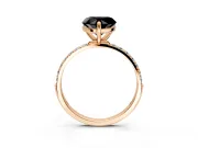Solitaire Engagement Ring Setting for Fancy Black Heart-Shaped Center with Pave Accents and Prong Head in Rose Gold