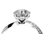 Side Accent Engagement Ring Setting for Round Cut Center with Accent Shoulders and Prong Head in Sterling Silver