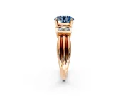 Solitaire Engagement Ring Setting for Fancy Blue Round Cut Center with Grooved Bar Accent Band and Prong Head in Rose Gold
