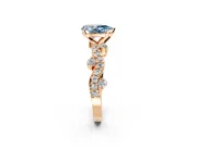 Solitaire Engagement Ring Setting for Fancy Blue Pear-Shaped Center with Bar-Station Pave Twist and Prong Head in Rose Gold