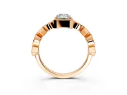 Milgrain Bezel Engagement Ring Setting for Emerald Cut Center with Marquise Stations and Bezel Head in Rose Gold