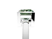 Solitaire Engagement Ring Setting for Fancy Green Princess Cut Center with Plain Band and Flat Tab Prong Head in Platinum