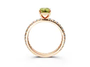 Solitaire Engagement Ring Setting for Fancy Yellow Emerald Cut Center with Shared-Prong Accents and Prong Head in Rose Gold