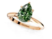 Solitaire Engagement Ring Setting for Fancy Green Pear-Shaped Center with Knife Ridge Band and Claw Prong Head in Rose Gold