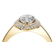 Halo Engagement Ring Setting for Marquise Center with Plain Tapered Band and Prong Head in Yellow Gold