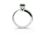 Solitaire Engagement Ring Setting for Fancy Green Emerald Cut Center with Wire Band and Prong Head in White Gold