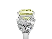 Leaf Cluster Engagement Ring Setting for Fancy Yellow Princess Cut Center with Marquise Accents and Prong Head in Platinum