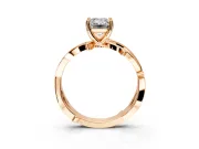 Solitaire Engagement Ring Setting for Emerald Cut Center with Pave and Plain Crossover Band and Prong Head in Rose Gold