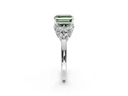 Leaf Cluster Engagement Ring Setting for Fancy Green Asscher Cut Center with Marquise Accents and Prong Head in Platinum