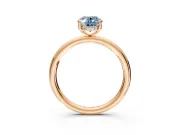 Hidden Halo Engagement Ring Setting for Fancy Blue Oval Center with Thin Rounded Band and Prong Head in Rose Gold