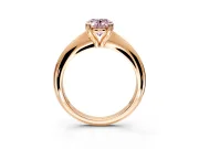 Solitaire Engagement Ring Setting for Fancy Pink Oval Center with Reverse Tapered Band and Prong Head in Rose Gold