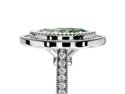 Halo Engagement Ring Setting for Fancy Green Marquise Center with Milgrain Frame, Pave Band and Prong Head in White Gold