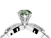 Solitaire Engagement Ring Setting for Fancy Green Pear-Shaped Center with Criss-Cross Accent Band and Prong Head in White Gold