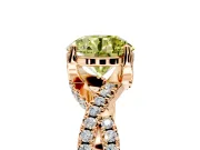 Solitaire Engagement Ring Setting for Fancy Yellow Round Cut Center with Narrow Twist Pave Band and Prong Head in Rose Gold