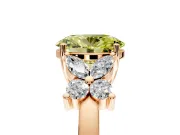 Floral Engagement Ring Setting for Fancy Yellow Oval Center with Marquise Cluster Shoulders and Prong Head in Rose Gold