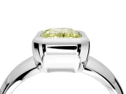 Solitaire Engagement Ring Setting for Fancy Yellow Radiant Cut Center with Wide Band and Bezel Head in Platinum