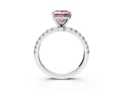 Open Basket Engagement Ring Setting for Fancy Pink Princess Cut Center with Pave Band and Prong Head in Sterling Silver