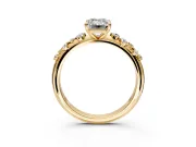 Cluster Engagement Ring Setting for Emerald Cut Center with Round Cut Accent Band and Prong Head in Yellow Gold