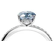 Solitaire Engagement Ring Setting for Fancy Blue Oval Center with Fine Pave Band and Prong Head in Sterling Silver