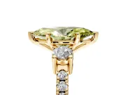 3 Stone Engagement Ring Setting for Fancy Yellow Marquise Center with Round Cut Side Accents and Prong Head in Yellow Gold