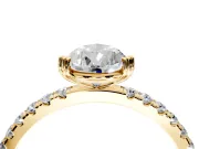 Solitaire Engagement Ring Setting for Pear-Shaped Center with Pave Band and Claw Prong Head in Yellow Gold