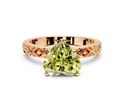 Solitaire Engagement Ring Setting for Fancy Yellow Heart-Shaped Center with Milgrain X Pattern Band and Prong Head in Rose Gold