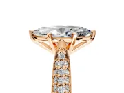 Solitaire Engagement Ring Setting for Marquise Center with Multi-Row Accents and Prong Head in Rose Gold