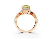 Halo Engagement Ring Setting for Fancy Yellow Princess Cut Center with Pave Infinity Twist Band and Prong Head in Rose Gold
