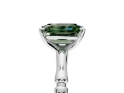 Solitaire Engagement Ring Setting for Fancy Green Emerald Cut Center with Bamboo Band and Prong Head in Platinum