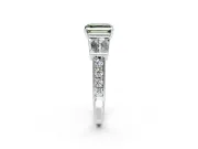 Channel-Set Engagement Ring Setting for Fancy Green Asscher Cut Center with Baguette Band and Prong Head in Platinum