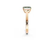 Solitaire Engagement Ring Setting for Fancy Green Radiant Cut Center with Open Cathedral Shoulders and Prong Head in Rose Gold