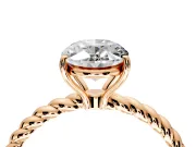 Solitaire Engagement Ring Setting for Oval Center with 2-Strand Rope Twist Band and Prong Head in Rose Gold