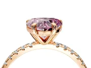 Solitaire Engagement Ring Setting for Fancy Pink Heart-Shaped Center with Fine Pave Narrow Band and Prong Head in Rose Gold