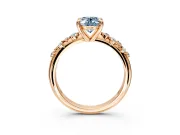 Solitaire Engagement Ring Setting for Fancy Blue Oval Center with Trailing Leaf Accent Band and Prong Head in Rose Gold
