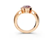 Halo Engagement Ring Setting for Fancy Pink Heart-Shaped Center with Tapered Plain Band and Prong Head in Rose Gold