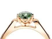 Solitaire Engagement Ring Setting for Fancy Green Pear-Shaped Center with Channel Accents and Prong Head in Rose Gold