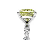 Solitaire Engagement Ring Setting for Fancy Yellow Princess Cut Center with Alternating Size Accents and Prong Head in Platinum