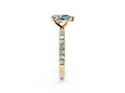 Solitaire Engagement Ring Setting for Fancy Blue Pear-Shaped Center with Micro Pave Band and Prong Head in Yellow Gold