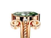 Solitaire Engagement Ring Setting for Fancy Green Marquise Center with Twisted Band and Scroll Prong Head in Rose Gold