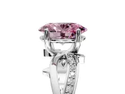 Solitaire Engagement Ring Setting for Fancy Pink Oval Center with Pave and Plain Crossover Band and Prong Head in Platinum