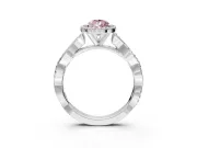 Halo Engagement Ring Setting for Fancy Pink Pear-Shaped Center with Pave and Plain Twist Band and Prong Head in Sterling Silver