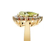 Starburst Halo Engagement Ring Setting for Fancy Yellow Pear-Shaped Center with Flat Cathedral Band and Prong Head in Yellow Gold