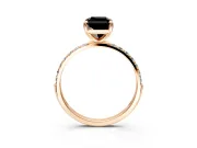 Solitaire Engagement Ring Setting for Fancy Black Radiant Cut Center with Pave Accents and Prong Head in Rose Gold