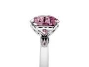 Solitaire Engagement Ring Setting for Fancy Pink Round Cut Center with Thin Rounded Plain Band and Prong Head in White Gold
