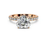 Open Basket Engagement Ring Setting for Heart-Shaped Center with Pave Band and Prong Head in Rose Gold