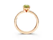 Solitaire Engagement Ring Setting for Fancy Yellow Emerald Cut Center with Large Accents and Prong Head in Rose Gold