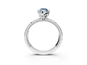 Solitaire Engagement Ring Setting for Fancy Blue Marquise Center with Scrollwork Band and Prong Head in White Gold