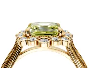 Milgrain Halo Engagement Ring Setting for Fancy Yellow Asscher Cut Center with Bezel Point Accents and Prong Head in Yellow Gold