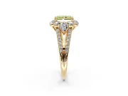 Halo Engagement Ring Setting for Fancy Yellow Radiant Cut Center with Two-Strand Split Shank and Prong Head in Yellow Gold